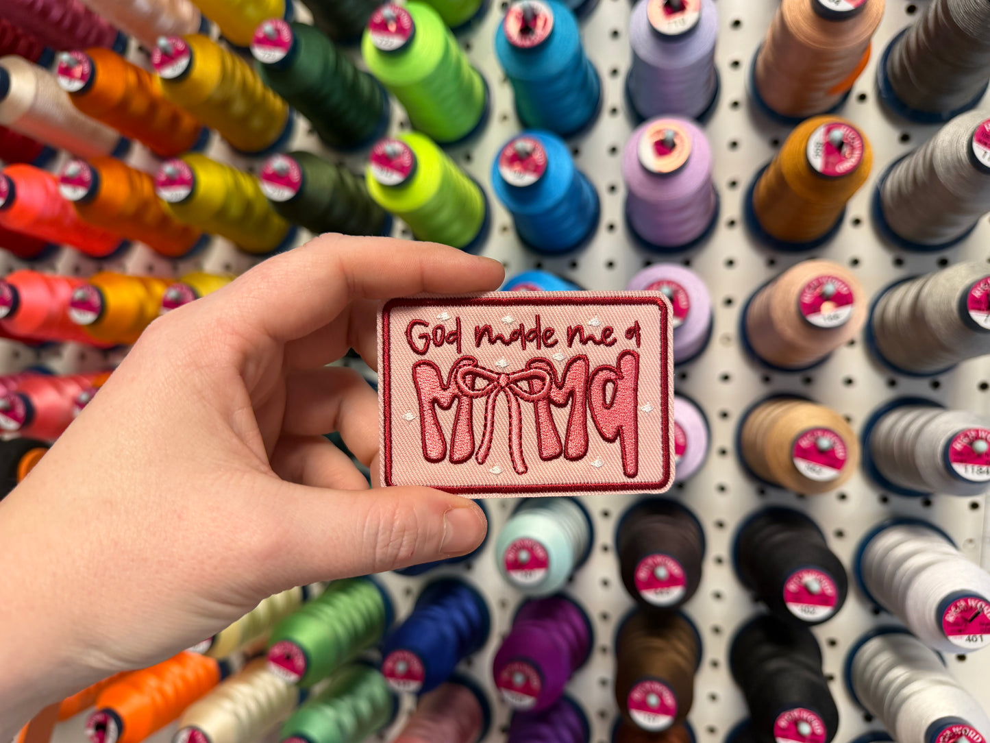 God Made Me a Mama Embroidered Iron-On Patch