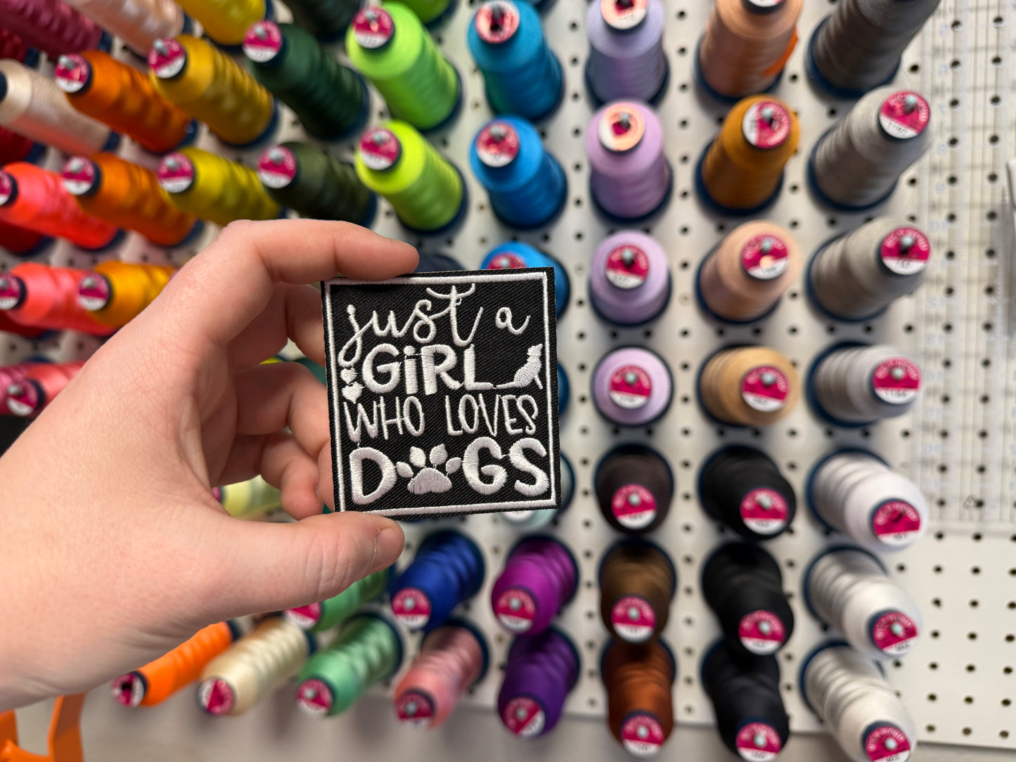 Just a Girl Who Loves Dogs Embroidered Iron-On Patch
