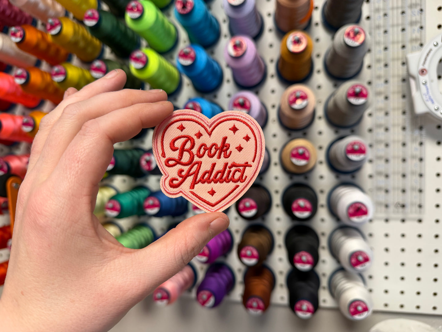 Book Addict Heart Embroidered Iron-On Patch