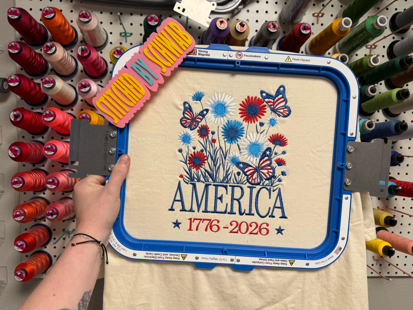 America 250 Floral Embroidered Tee
