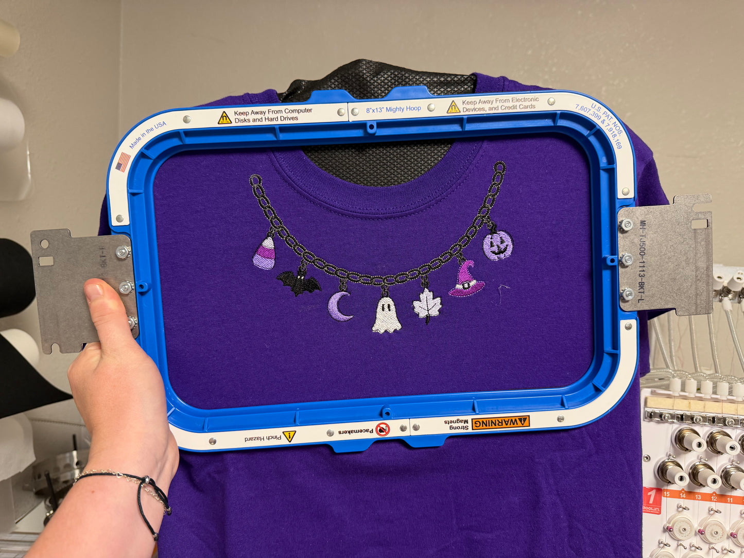Spooky Charm Necklace Embroidered Tee