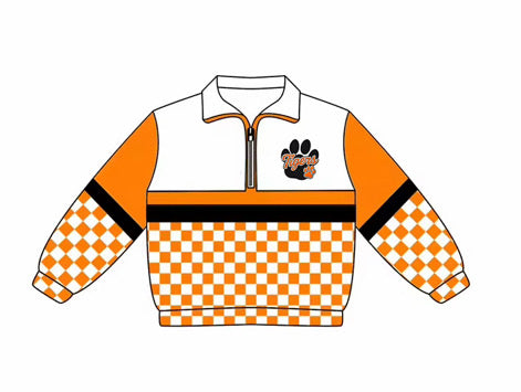 PREORDER 1/4 Zip Tigers Checkered Sweatshirt