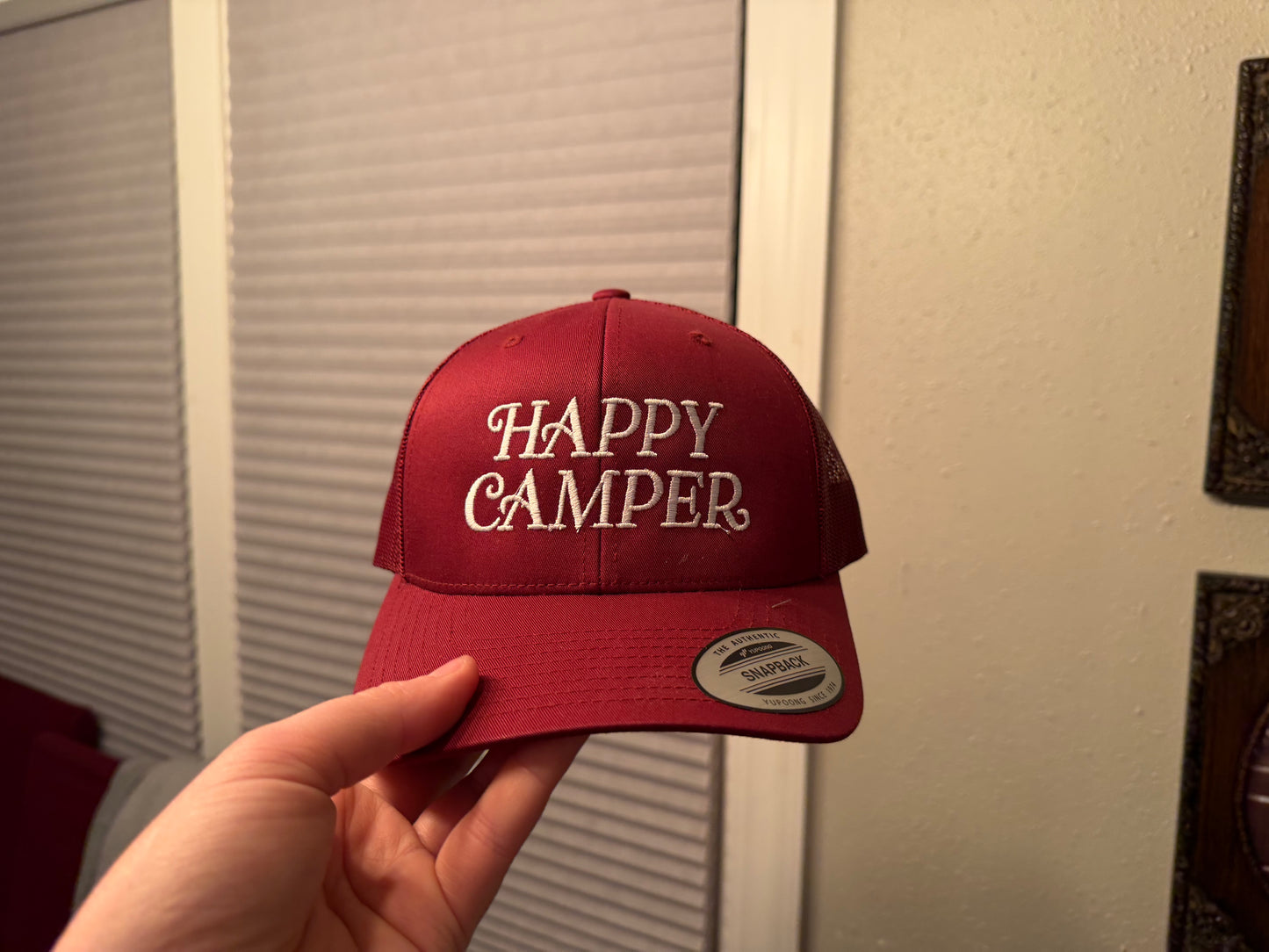 Happy Camper Hat - Maroon
