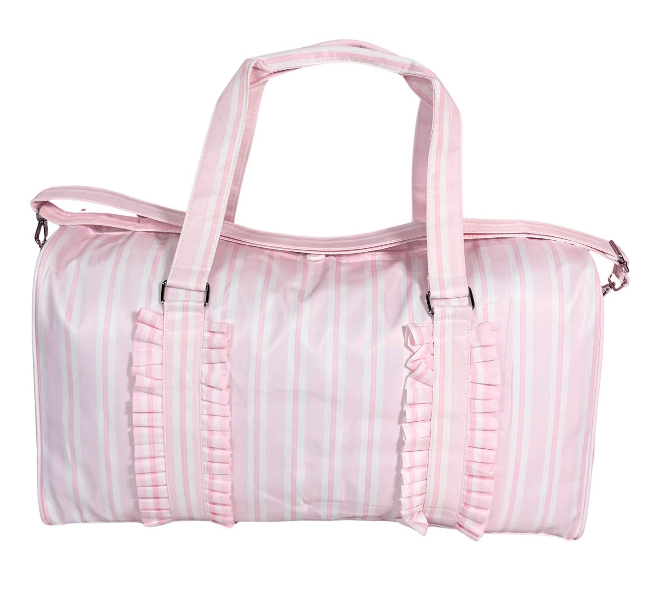 Pink Stripe - Nylon Duffle