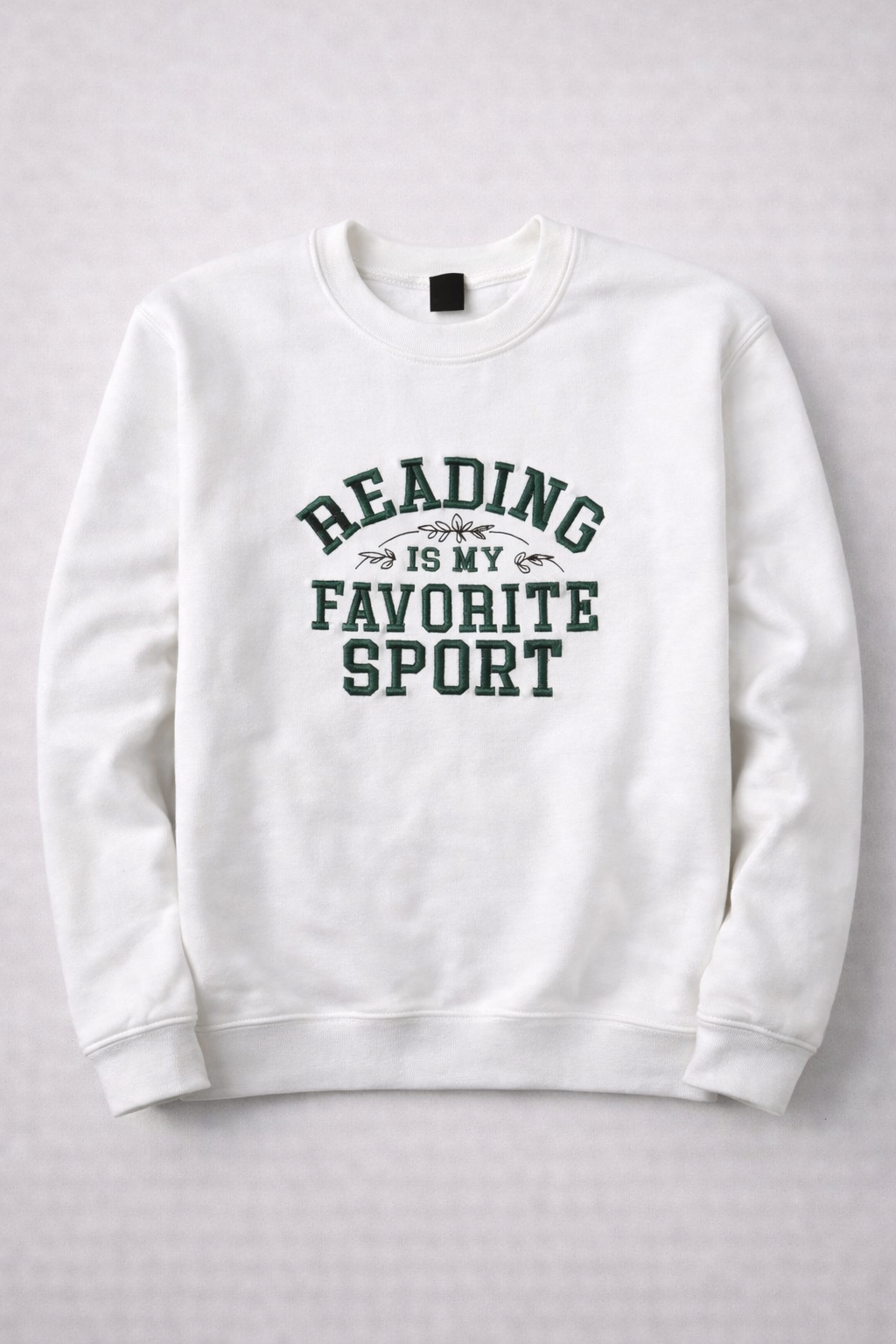 Reading Is My Favorite Sport Embroidered Crewneck Sweatshirt