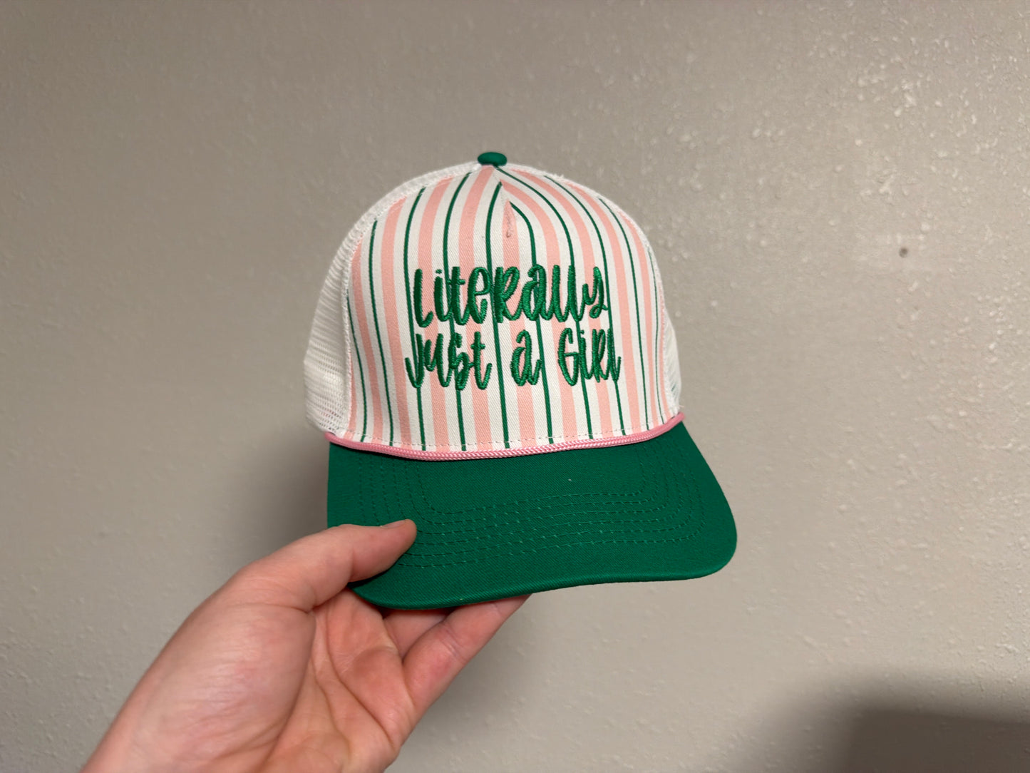 “Literally Just a Girl” Embroidered Trucker Hat