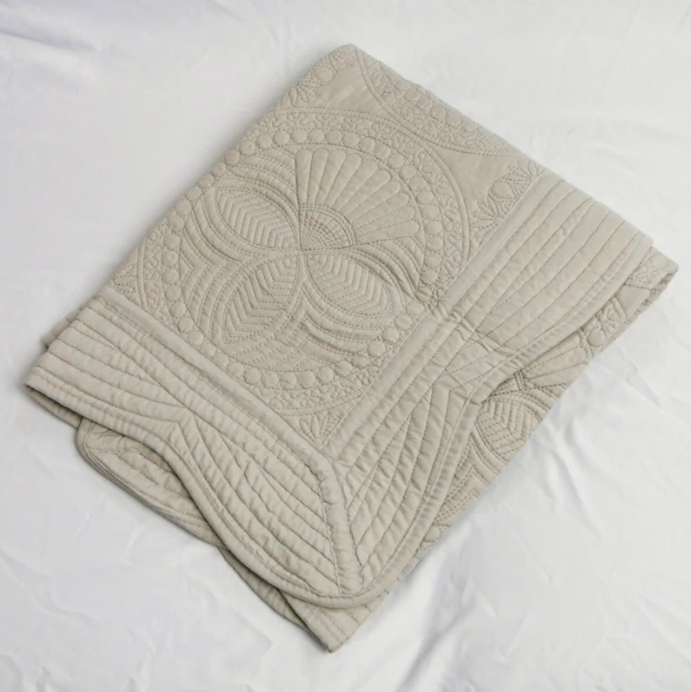 Heirloom Quilted Baby Blanket - Grey