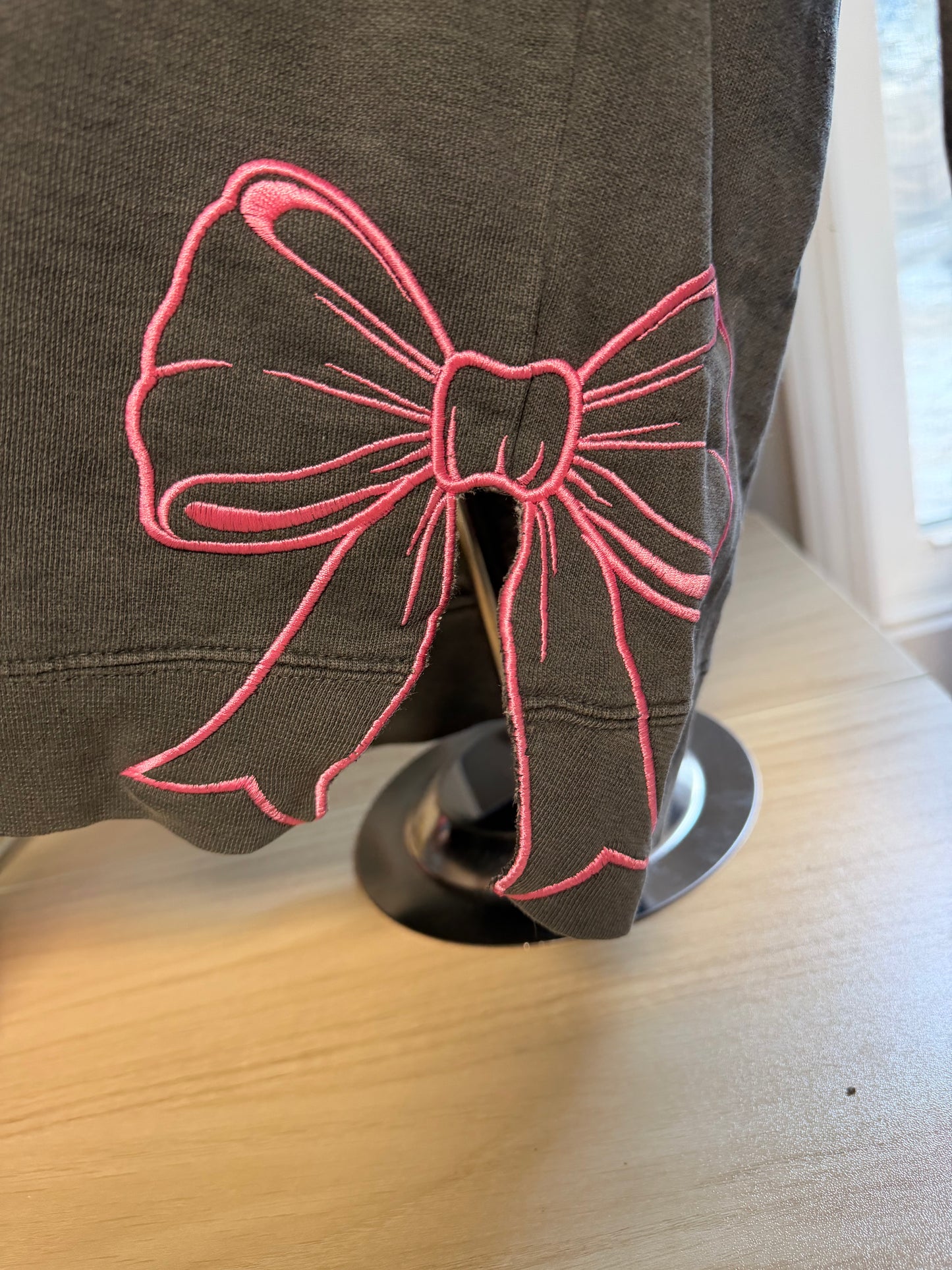 God Is Good Embroidered Sweatshirt with Pink Bow Hip Details