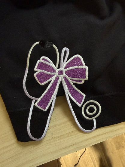 “Nurse” Sweatshirt with Stethoscope Bow (Hip Design)