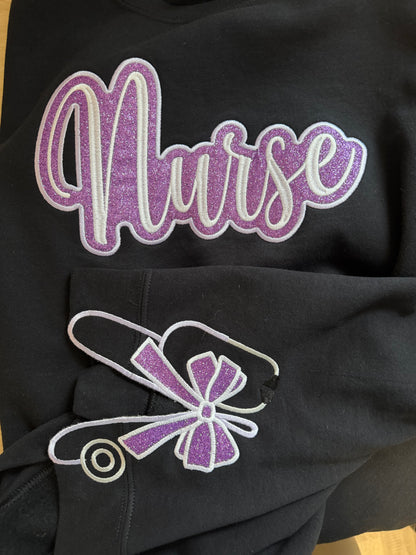 “Nurse” Sweatshirt with Stethoscope Bow (Hip Design)