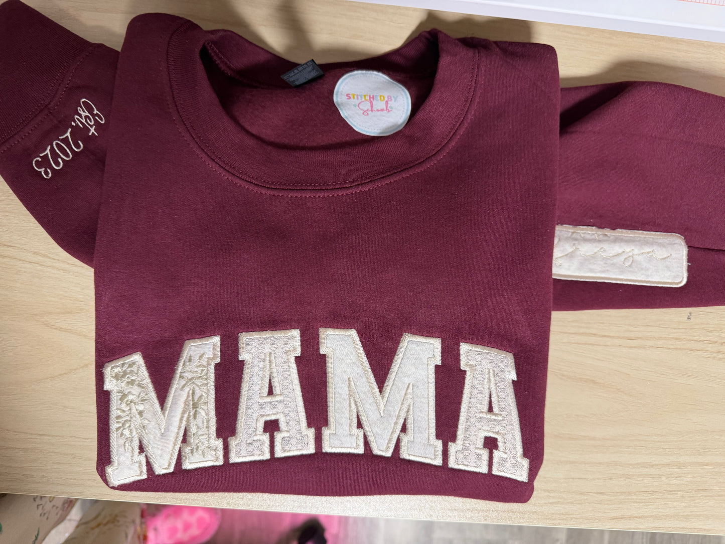 MAMA Appliqué Embroidered Sweatshirt