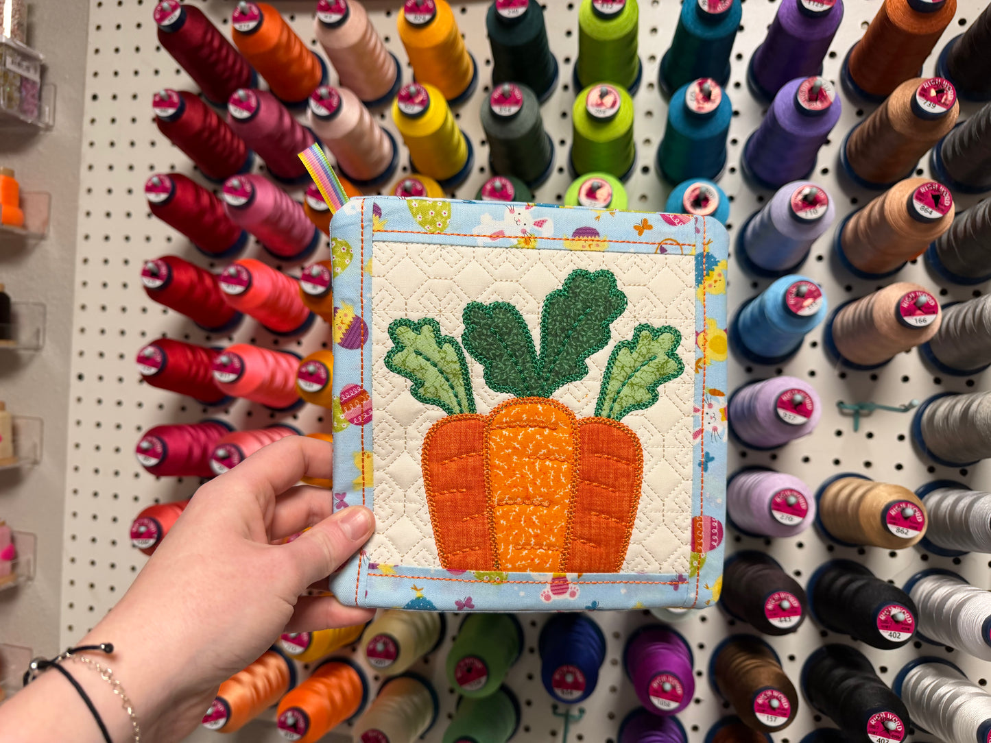 Spring Carrot Quilted Hot Pad – Handmade Pot Holder