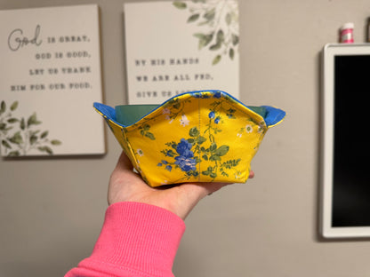 Yellow/Blue Floral Microwavable Bowl Cozy