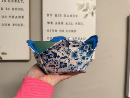 Blue Floral Microwavable Bowl Cozy