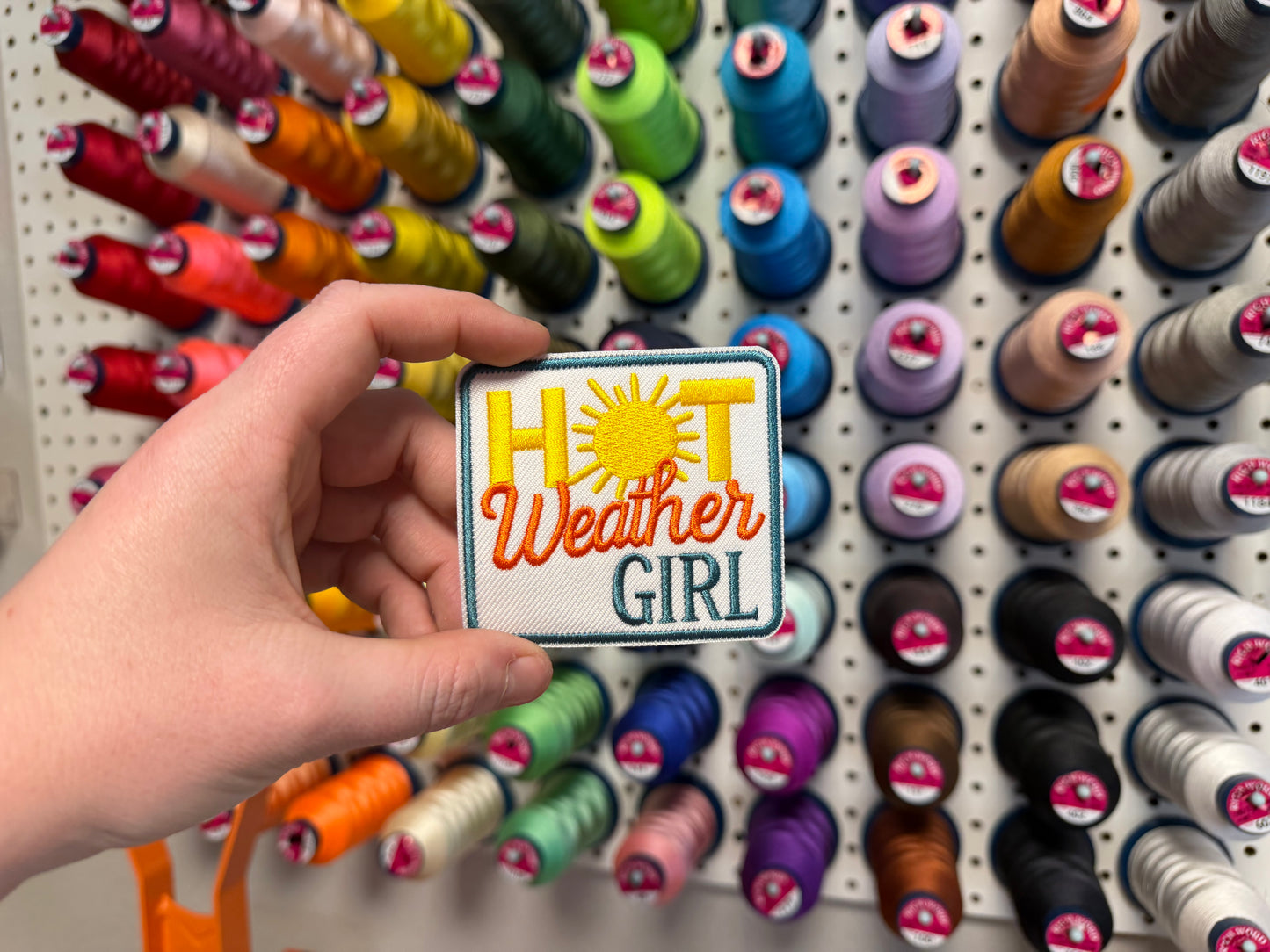 Hot Weather Girl Embroidered Iron-On Patch