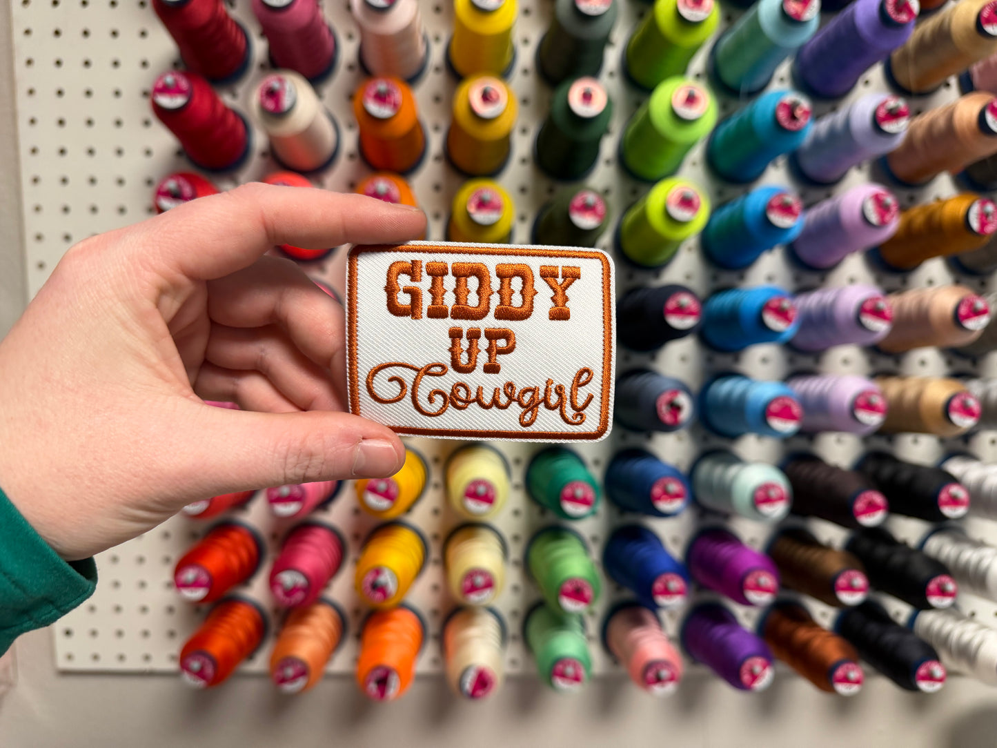Giddy Up Cowgirl Embroidered Iron-On Patch