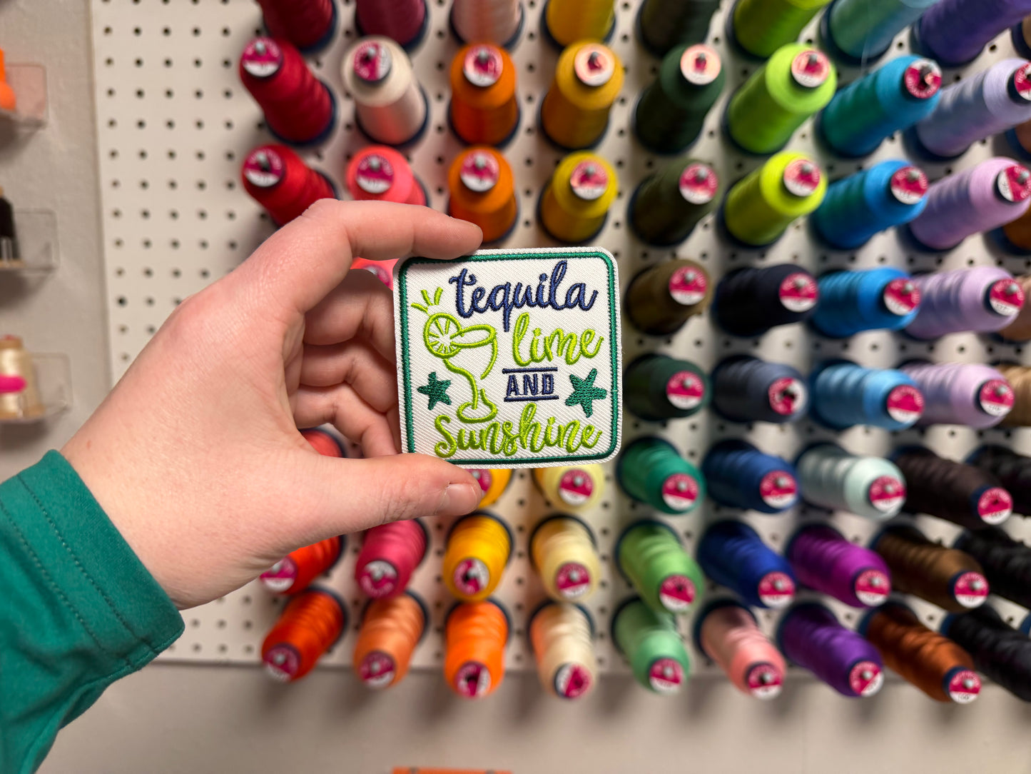 Tequila Lime and Sunshine Embroidered Iron-On Patch