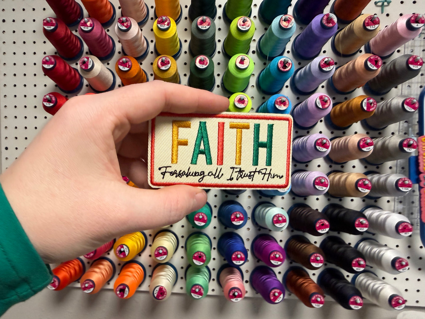 FAITH “Forsaking All I Trust Him” Embroidered Iron-On Patch