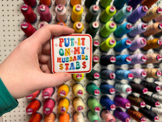 Put It On My Husband’s Tabs Embroidered Iron-On Patch