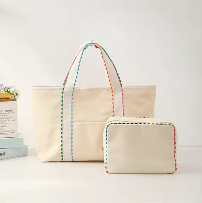 Color Trim Zipper Pouch