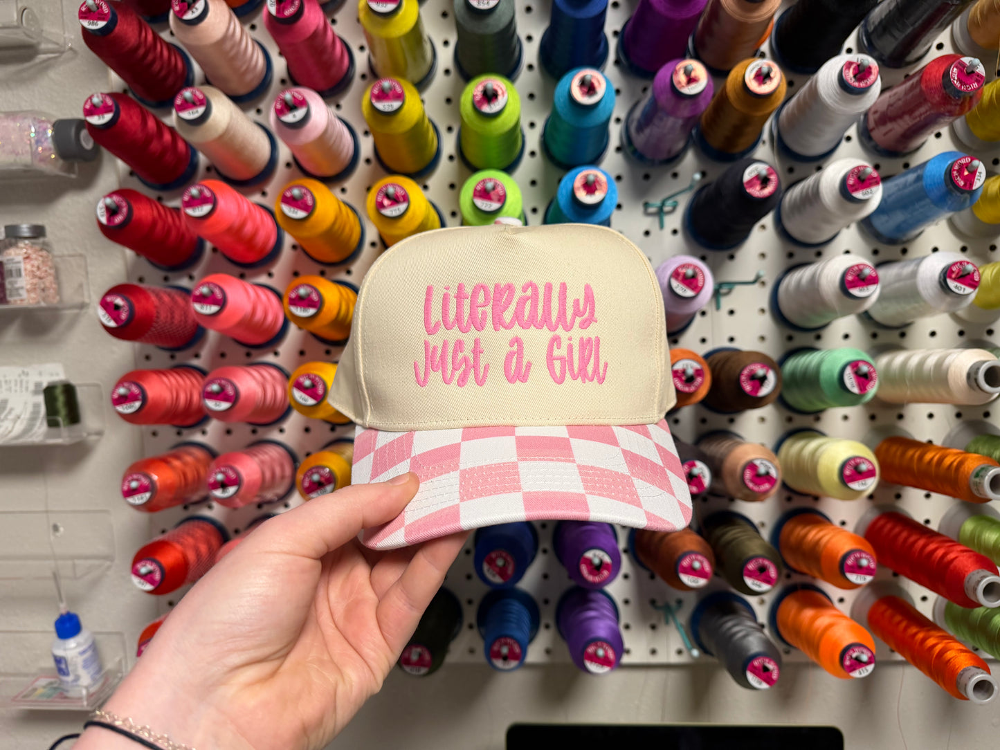 “Literally Just a Girl” Embroidered Trucker Hat