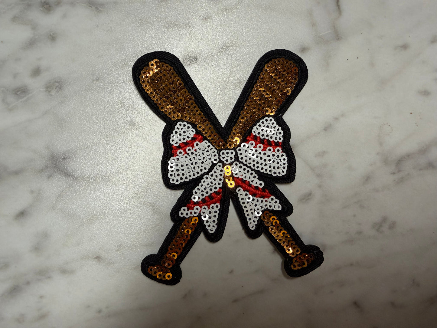 Sequin Baseball Bat Bow Patch
