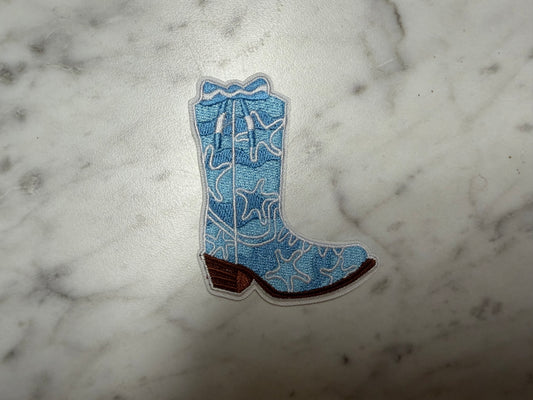 Blue Cowboy Boot Patch
