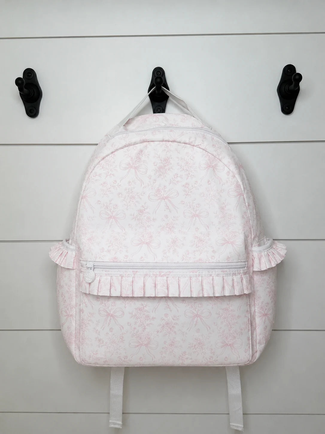 Pink Bow Toile - Nylon Backpack (Full Size)