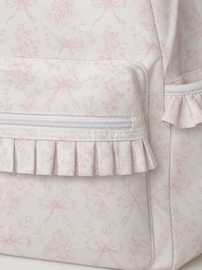 Pink Bow Toile - Nylon Backpack (Full Size)