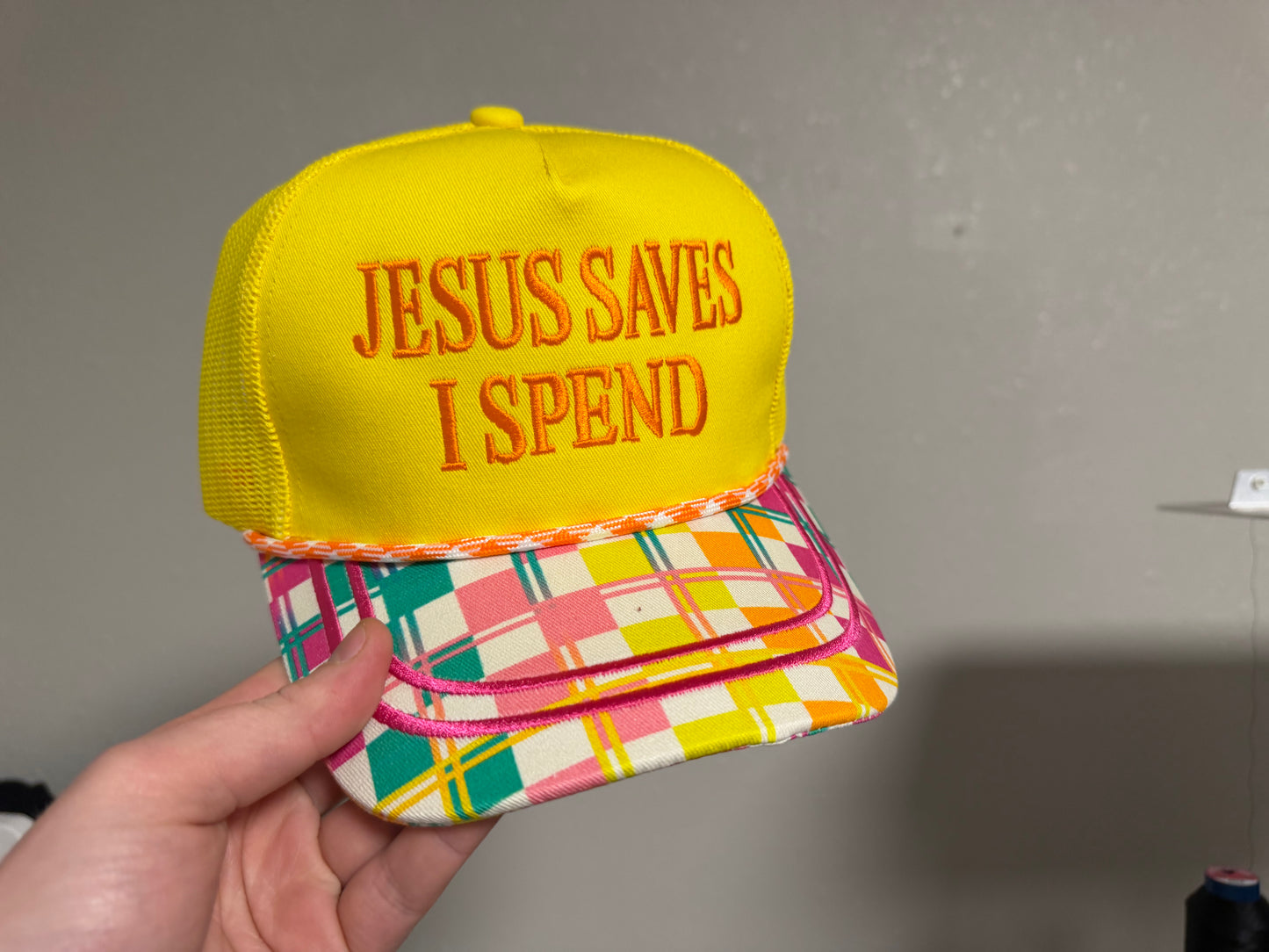 Jesus Saves I Spend Bright - Hat