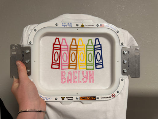 Personalized Embroidered Crayon Name Shirt