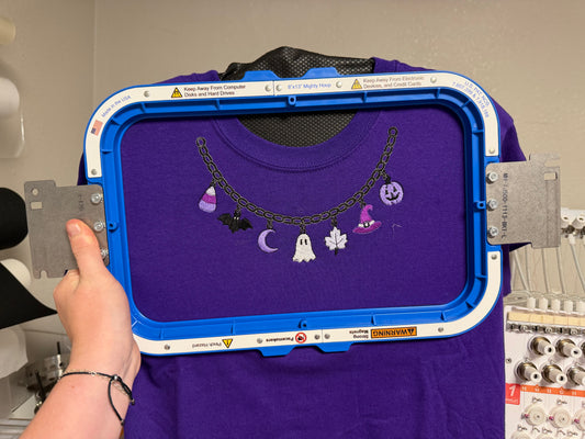 Spooky Charm Necklace Embroidered Tee