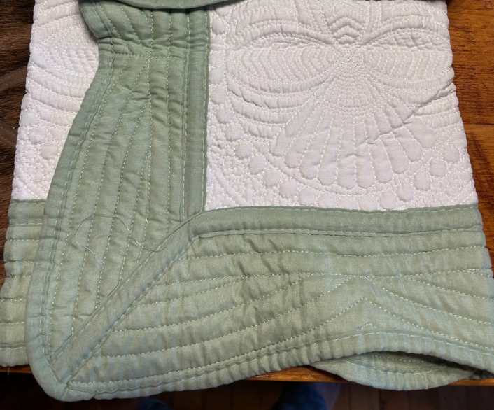 Heirloom Quilted Baby Blanket - Sage Trim