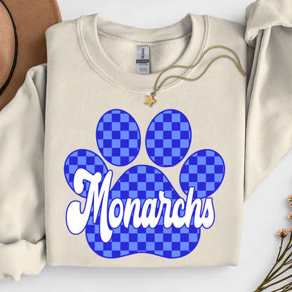 Blue Checkered Monarchs Sweatshirt
