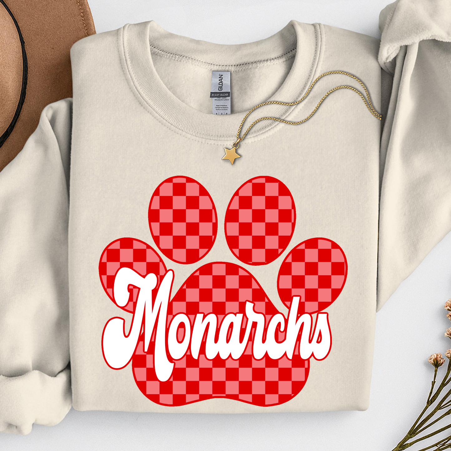 Red Checkered Monarchs Sweatshirt