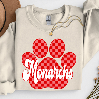 Red Checkered Monarchs Sweatshirt