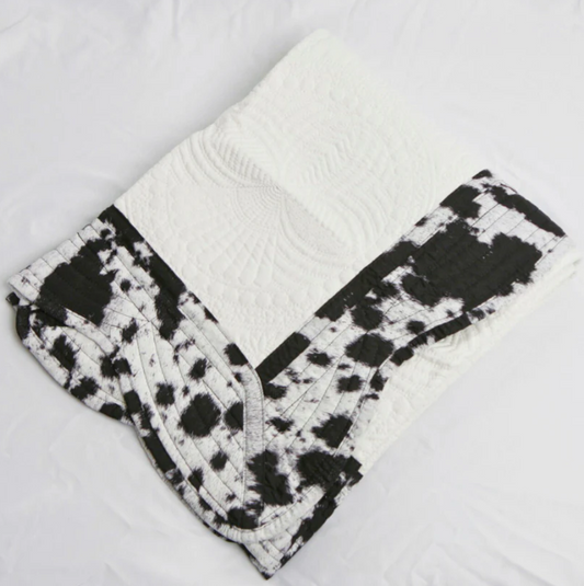 Heirloom Quilted Baby Blanket - Black Cow