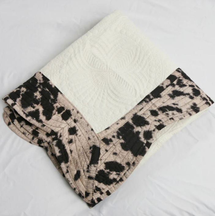 Heirloom Quilted Baby Blanket - Brown Cow