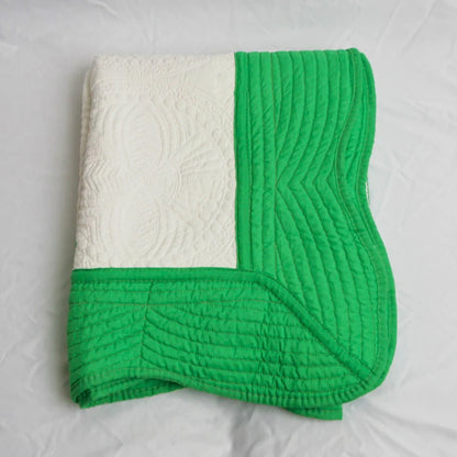Heirloom Quilted Baby Blanket - Green Trim