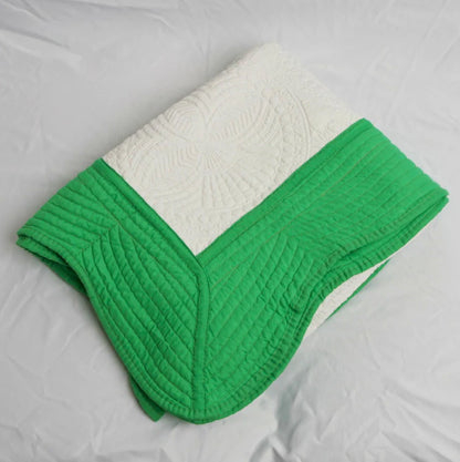 Heirloom Quilted Baby Blanket - Green Trim