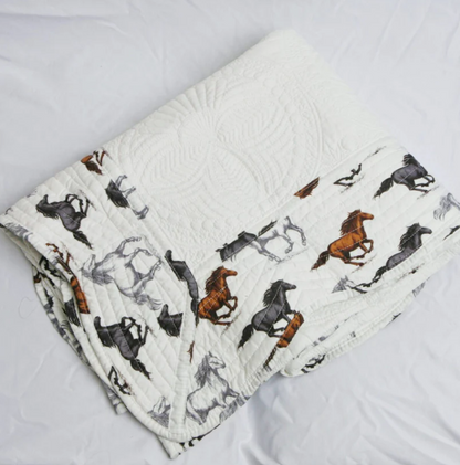 Heirloom Quilted Baby Blanket - Horses
