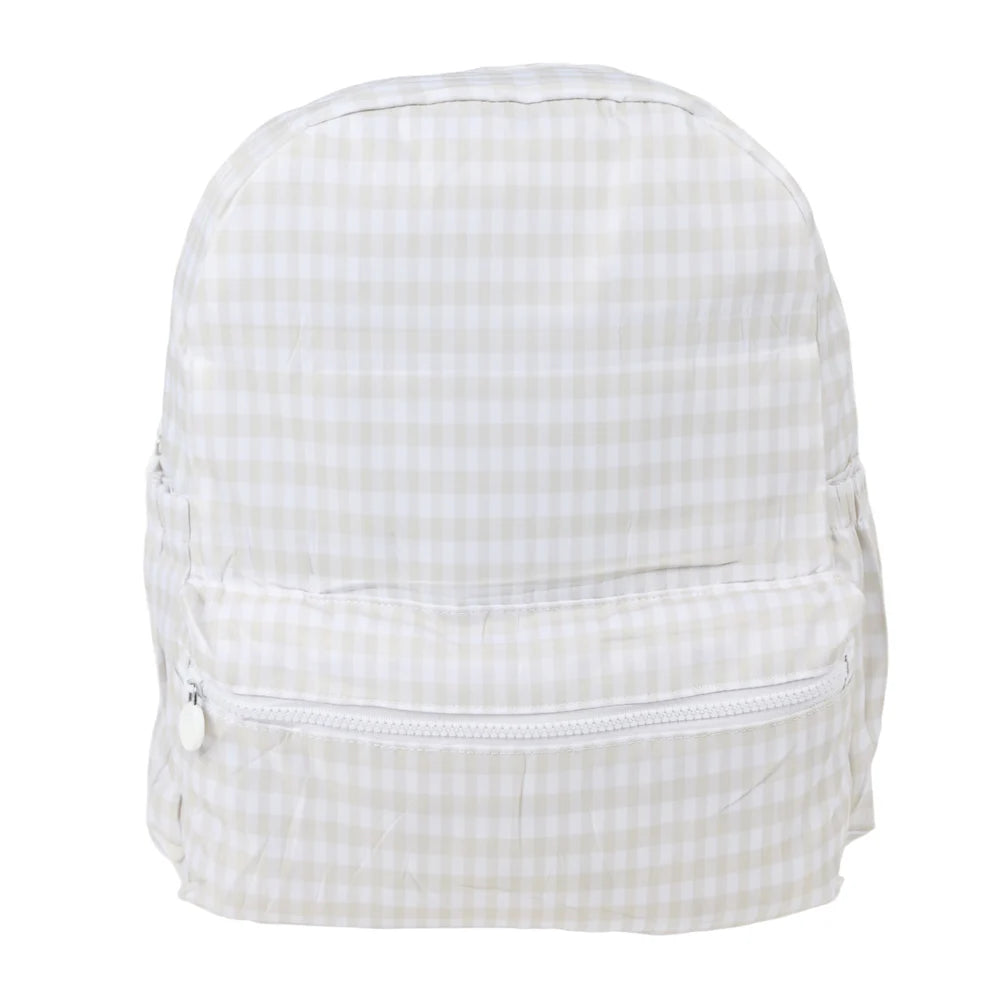 Khaki Gingham - Nylon Backpack (Full Size)