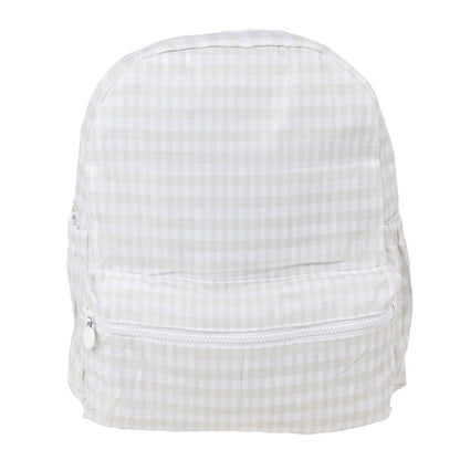 Khaki Gingham - Nylon Backpack (Full Size)