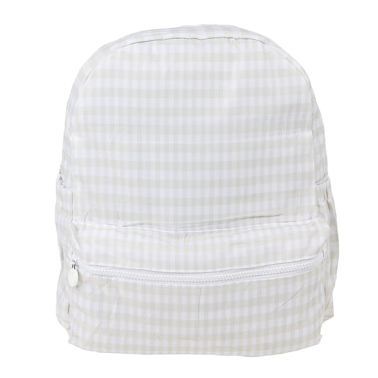 Khaki Gingham - Nylon Backpack (Full Size)