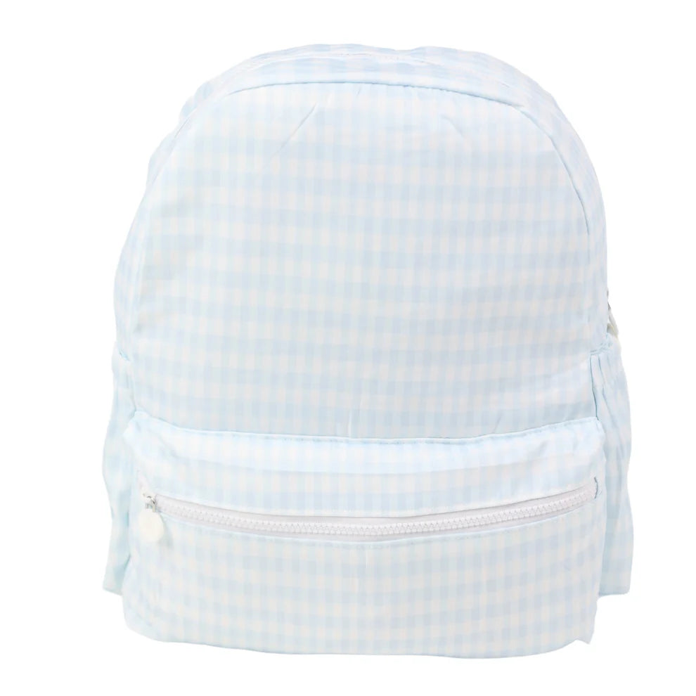 Light Blue Gingham - Nylon Backpack (Full Size)