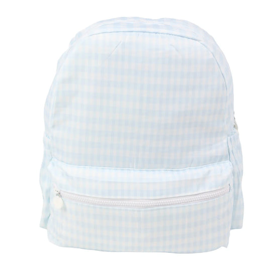 Light Blue Gingham - Nylon Backpack (Full Size)