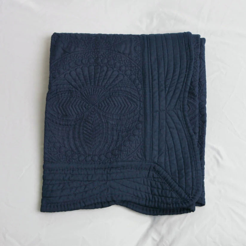 Heirloom Quilted Baby Blanket - Navy