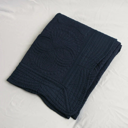 Heirloom Quilted Baby Blanket - Navy