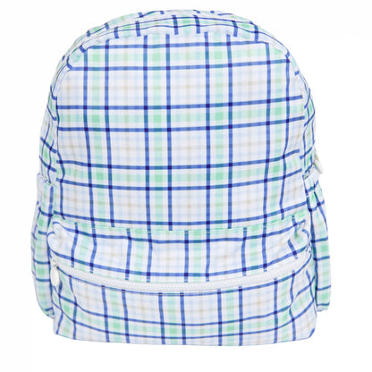 Blue/Green Plaid - Nylon Backpack (Full Size)