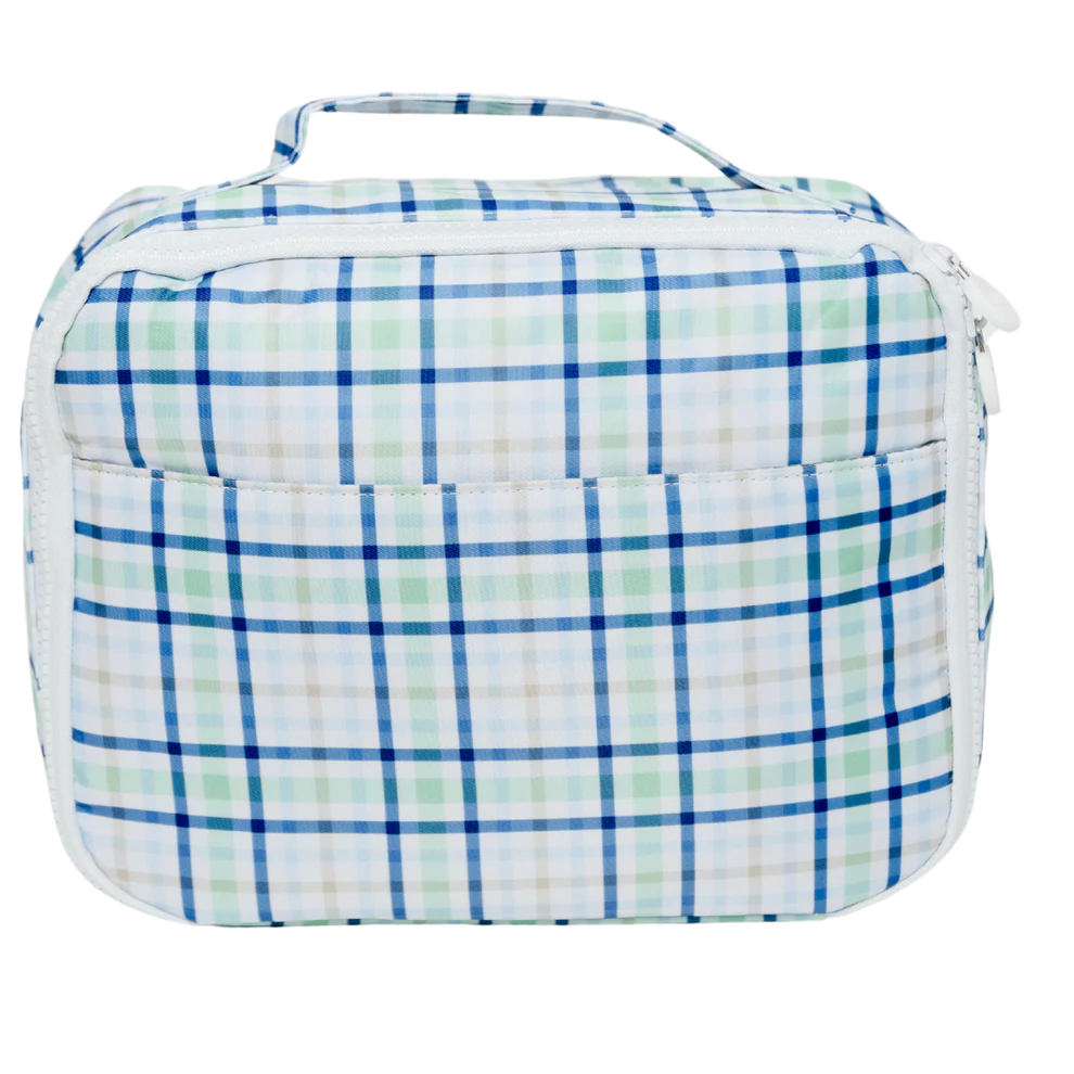 Navy & Green Plaid - Nylon Lunch bag